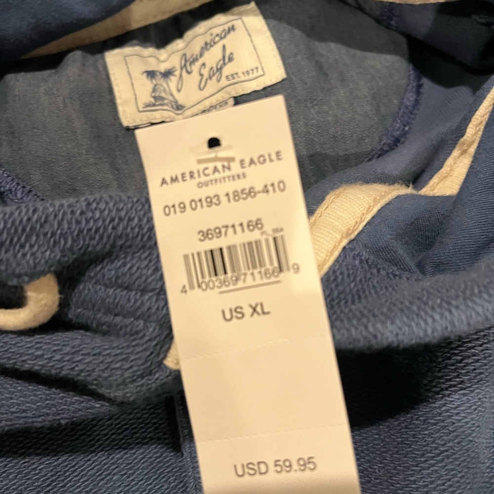 NWT American Eagle Blue Bonfire Fleece Baja Hoodie - Picture 11 of 16